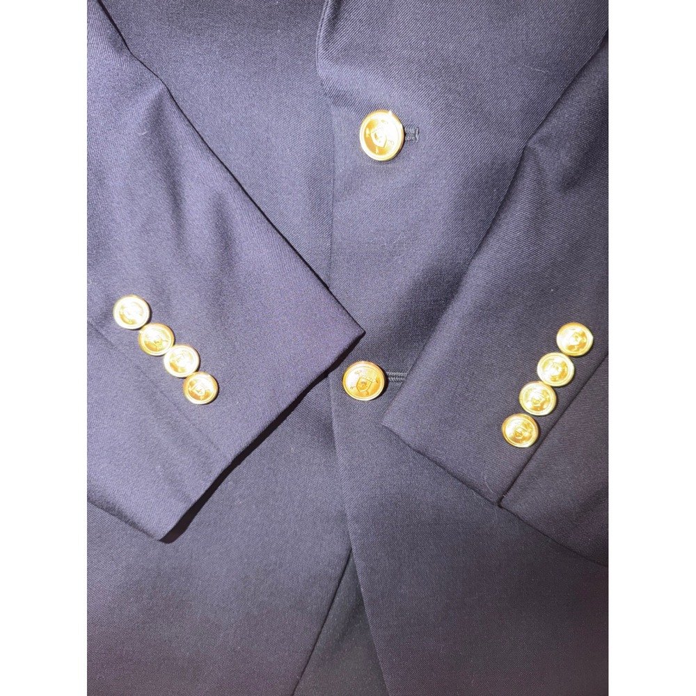 Lauren Ralph Lauren Mens Navy Blue 100% Wool Gold Button Blazer 46 R - Picture 5 of 8